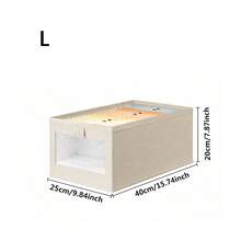 1/2pcs Uncovered/With Lid Fabric Clothes Storage Box, Foldable Wardrobe Visible Window Garment Storage Case, Household Drawer-Style Jeans Organizer - Beige Without Cover - View 8