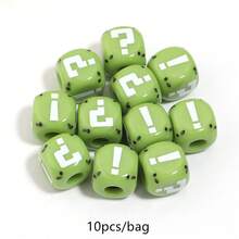10pcs/Pack 12mm Exclamation Mark & Question Mark Printed Colorful Large Hole Square Beads, Acrylic Focal Beads For DIY Phone Chain, Hair Accessories, Keychain, Bag Charm - Printed Large Square Beads - View 15