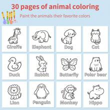 30-Page Toddler Color Recognition Enlightenment Coloring Book, Children's Original Animal Theme Doodle Book, Zero-Based Kids Hand-Drawing Practice Sketchbook, High-Definition Patterns Soft Eye Protection, Toddler Art Thinking Expansion Doodle Book, Home Early Education Entertainment Book, Practical Stationery Gift For Children During Back-To-School Season - Mint Blue - View 6