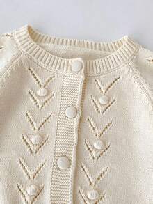 Spring/Autumn New Girls' Clothing, Girls' Knitted Cardigan, Princess Style Leaf Crochet Jacket, Long Sleeve Sweater - Apricot - View 5