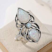 Creative Vintage Bohemian Water Drop Women's Ring, Fashion Jewelry For Holiday Party - Silver - View 7
