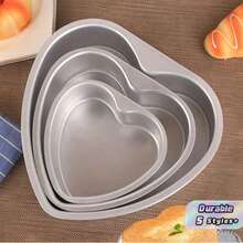 4"/5"/6"/8" Non-Stick Aluminum Heart-Shaped Cake Baking Mold With Removable Bottom, Suitable For Cheesecake, Sponge Cake, Ideal For Birthday, Party And Valentine's Day - Silver - View 4