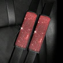 2pcs Car Seat Belt Shoulder Pads, Sparkling Rhinestone Seat Belt Covers, Suitable For All Car Models, Car Accessories - A - View 4