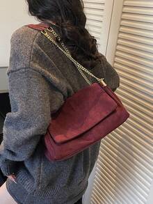 Shoulder Bag, Soft Body, Suede Fabric, Equipped With Dual Shoulder ...