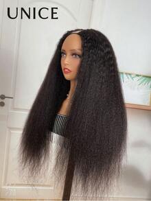 UNice Kinky Straight New Easicontour V Part Glueless Wig With Invisi Drawstring Fit For All Sizes Minimal Leave Out No Lace 100% Human Hair Meets Real Scalp No Glue No Leave Out Clip-In V-Shape Wig Beginner Friendly Natural Black Color - Natural Black - View 7