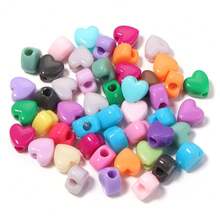 100pcs/Pack Acrylic Colorful Heart Large Hole Beads, Suitable For Phone Chain, Bracelet, Beaded Accessories - Multicolor - View 2