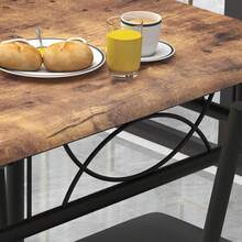 Juego de Comedor para 2 Personas, Mesa Cuadrada de Madera con 2 Sillas Tapizadas, Diseño Retro Industrial, Estructura Metálica Resistente, Asientos Acolchados, para Apartamentos y Espacios Pequeños - Marrón - Ver 2