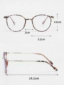 1/2 Pairs Fashionable Versatile Round Glasses, Suitable For Women's Daily Wear, TR90 Material, Classic Retro Leopard Print Design, Minimalist Metal Frame With Solid Color Lenses, Suitable For No-Makeup Look Outings, School, Street Photography, Dating - Clear - View 6
