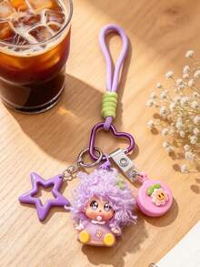 Cartoon Fuzzy Pacifier Doll Keychain Pendant, 3D Figure Design Eye-Catching And Unique, Delicate Texture And Durable Paint, Compact And Lightweight, Suitable As Car Key Charm, Backpack/School Bag Pendant, Handbag Decoration, Daily Outfit Accent, Perfect For Girls, Couples, Best Friends, Holiday Gifts, Promotional Giveaways, Cute Accessory Keyring - Multicolor - View 5