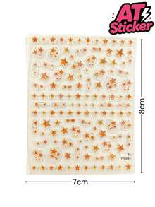 1pc Glitter Star Decorative Sticker, Orange Gold Multi-Size Five-Pointed Star Epoxy Sticker, Transparent Base Glitter Star Pattern, Self-Adhesive Waterproof Wear-Resistant Sticker, Fresh Atmosphere DIY Decoration Sticker, Suitable For Instant Camera, Phone Case, Bluetooth Earphone Case, Storage Box, Water Cup, Digital Shell Decoration And Modification - 7x8 - View 6