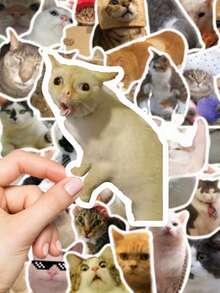 50pcs Funny Cat Stickers, Suitable For Phone Case, Laptop, Water Bottle, Notebook, Waterproof Decorative Stickers - Birthday Gift, Easter Gift, Christmas Gift, Valentine's Day Gift, Perfect Gift, Gift - Multicolor - View 4