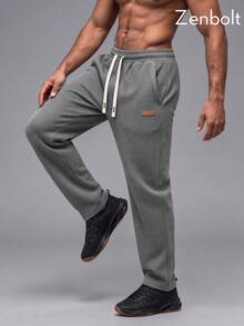 ZenBolt Winter Men's Casual Tapered Joggers With An Elastic Drawstring Waist; Comfortable And Stretchy, Suitable For Daily Fitness Training. - Dark Grey - View 4