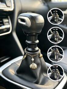 1pc Beach Style Seashell & Pearl Car Gear Shift Knob Decor Chain, Auto Interior Gear Lever Ornament - A - View 1