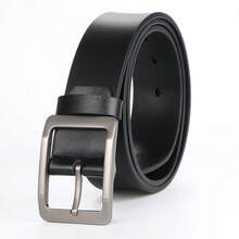 1pc Men's Framed Pin Buckle Belt With Polished Plain Strap, Coordinating Belt Loop And Subtle Seam Detailing, Understated Casual-Dress Design - ZH025 - View 4