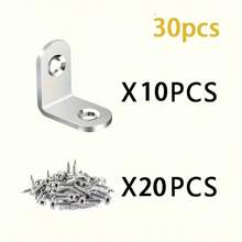 30pcs (10pcs Corner Brackets + 20pcs Screws) Corner Bracket Angle Iron Support With Screws Set, Suitable For Wooden Furniture Chairs Drawers Cabinets - L-shaped - View 9