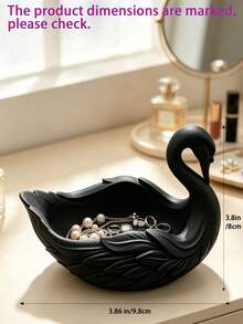 1/2/3pcs Swan Shaped Jewelry Tray, Matte White Resin Decorative Dish, Elegant Desktop Organizer For Rings, Earrings, Necklaces - Multicolor - View 7