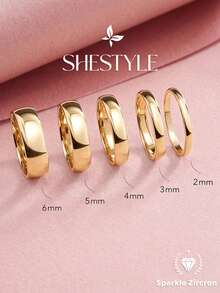 1pc Pure Platinum Round Couple Ring, S Material, Elegant European And American Style Jewelry Gift - Gold - View 1