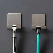 1/2pcs Stainless Steel No-Drill Razor Hook, Bathroom Wall-Mounted Razor Storage Rack, Waterproof No-Damage Adhesive Hook Bathroom Organizer - Multicolor - View 7