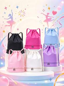 1pc Fashionable Minimalist Dance Bag, Separate Shoe Compartment, One Shoulder Dance Practice Ballet Bag, New Dance Bag, Sports Yoga Bag, Separate Shoe Compartment, Lightweight Backpack, Gift Bag, Fashionable Solid Color Matching, Suitable For Teenagers' Daily Dance Class Use, Sweet And Cute Backpack - Solid Color Dance Bag - View 2