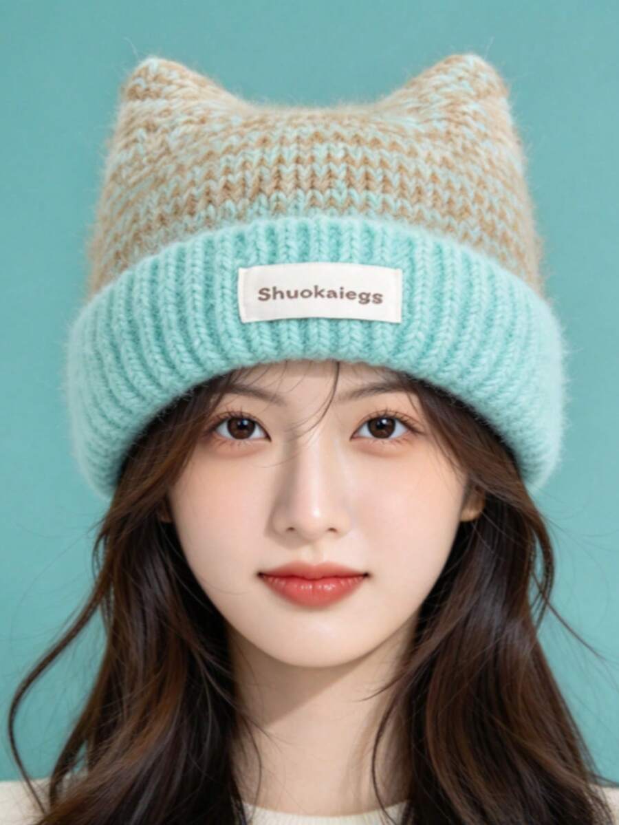Topi Rajut Telinga Kucing Wanita, Gaya Baru Musim Dingin, Topi Wol yang Membuat Wajah Terlihat Lebih Ramping, Topi Pelindung Telinga Tahan Angin Hangat Musim Gugur/Musim Dingin - MultiWarna - View 1