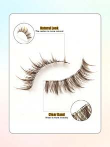 5 Pairs Mocha Brown Kitten Eye Cat Eye Transparent Band Soft Faux Mink Lashes, Enlarge Your Eyes,Natural & Daily Slim And Graceful Eyelashes, Suitable For Party,Work,Appointment,And Daily Makeup - Brown - View 5