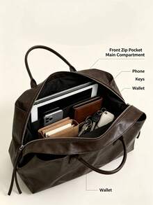 Dedoo Women Dark Brown Faux Leather Hobo Tote Bag, Multi Zipper Pockets, Double Handles, Vintage Casual Large Shoulder Bag For Commute & Shopping - Coffee - View 4