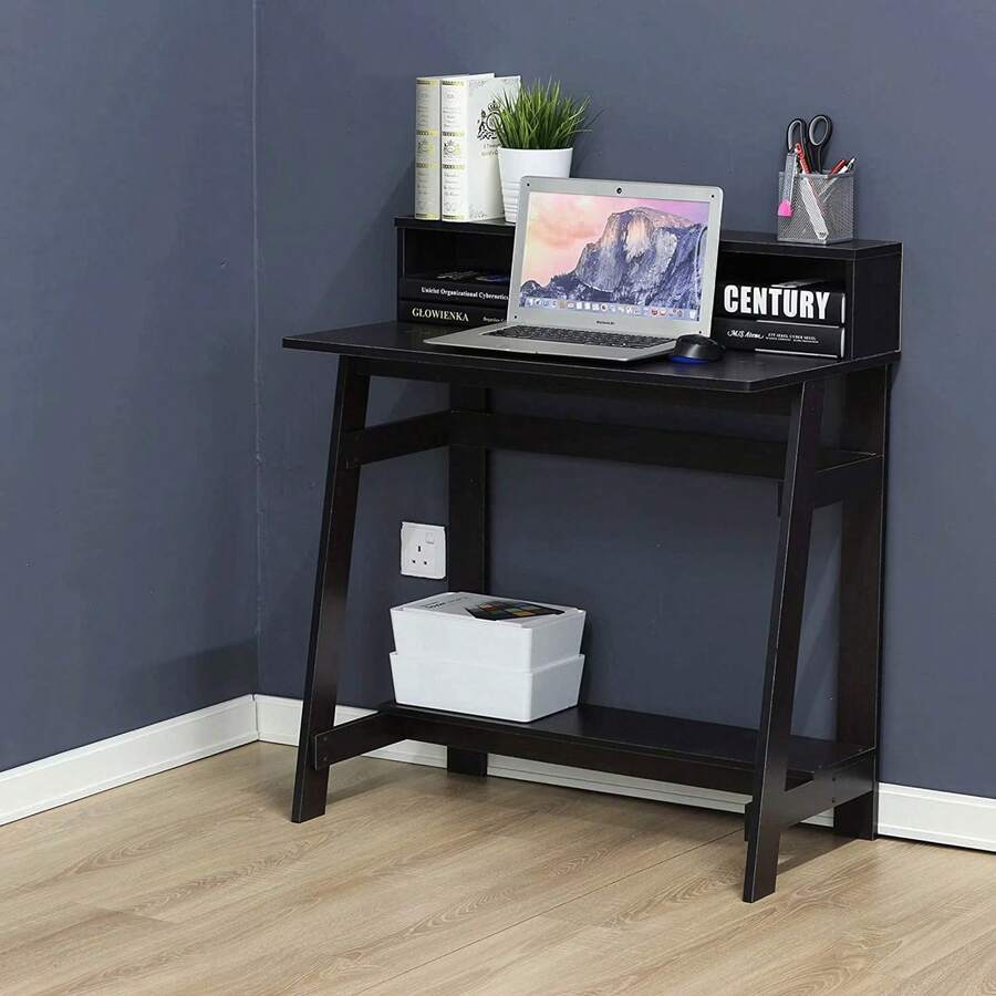 Engineered Wood SIMPLISTIC A Frame Computer Desk In Dark Walnut