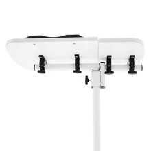 OUKANING Height Adjustable Rolling Laptop Desk With Lockable Wheels, Tilting Split Tabletop MDF Computer Stand For Bed Sofa, White - A - View 10