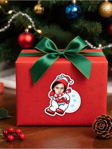 Custom Face Christmas Snowman Stickers, Personalized Photo Stickers With Custom Face For Gift Wrapping, Christmas Present Boxes, Gift Bags, Holiday Party Favors, Custom Name Gift Labels, Christmas Decorations - Multicolor 2 - View 3