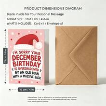 1pc Humorous Christmas Style December Birthday Greeting Card, Holiday Blessing Card, Suitable For December Born, Gift For Friends And Family, Applicable For Birthday, Christmas And All Holiday Celebrations - A - View 8
