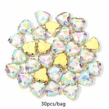 30pcs/Pack Colorful Heart-Shaped Rhinestones, 1cm/0.39in Stainless Steel Base, Heart Rhinestones, DIY Handmade Clothing, Shoes, Hats, Boxes, Packaging Decoration, Shiny Rhinestone Decoration - Heart-shaped Rhinestone - View 13
