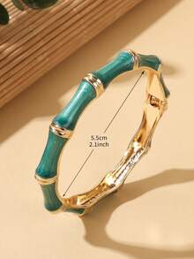 1pc Fashion New Style Gold Plated Enamel Mix Color Bamboo Joint Bracelet Bangle Jewelry For Women And Girls - Bamboo Knot Bracelet - View 7