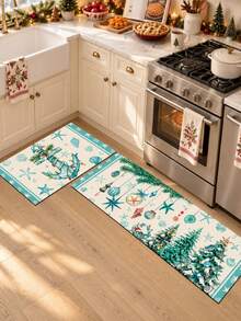 1/2 buah Karpet Dekorasi Dapur Natal, Karpet dan Alas Dapur Musim Dingin, Aksesori Dapur Anti Selip, Dapat Dicuci, Menyerap Air, Alas Dekoratif, Hadiah Liburan Natal! - MultiWarna - View 4