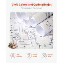 Rollos de Papel de Formato Ancho, 762 mm de Ancho y 152,4 m de Largo, Pulpa de Madera Pura, 2 Rollos, para Dibujos CAD, Planos Técnicos, Mapas GIS, Diseños Arquitectónicos, Blanco Brillante - 19,9 kg - Ver 5