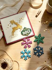 Set Of 4 Christmas Metal Cutting Dies Decorative Embossing Die-Cut For Christmas Trees Snowflake Elk Photo Album Card Making, DIY Handmade Scrapbook Crafts Stencil Supplies - As Shown In the Picture - View 3