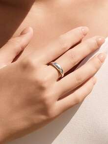 MODIAN Real 925 Sterling Silver Smooth Dome Plain Band Ring Minimalist Stackable Finger Rings For Women Classic Daily Jewelry - Silver - View 2