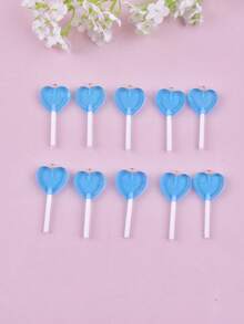 10pcs Resin Heart Shaped Lollipop DIY Pendant Valentines - Multicolor - View 6