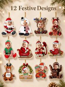 Personalized Baby Photo Christmas Ornament, Custom Name Face Cutout Hanging Decoration, First Christmas Keepsake, Holiday Tree Decor, Custom Picture Gift For Parents And Family, Baby Christmas Memory, Festive Holiday Keepsake, Custom Photo Ornament - Multicolor - View 5