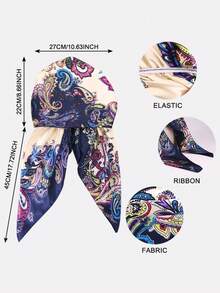 1 pieza Pañuelo para la cabeza con estampado floral de cachemira para mujer, sombrero envolvente, adecuado para uso diario - multicolor - Ver 2