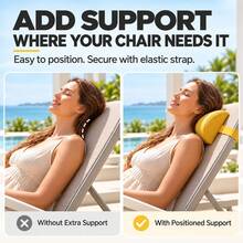 1pc Elastic Strap Headrest Pillow, Soft Curved Textured Fabric Neck Cushion, Suitable For Patio Lounge Chair, Recliner, Outdoor Poolside Chair, Garden, Balcony, Sunroom And Indoor Relaxation, 7 Colors Available - Multicolor - View 9