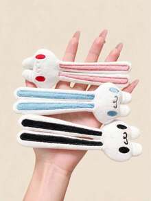 3pcs/1pc Girls Multi-Color Fluffy Long Ear Soft Cute Rabbit Hair Clip Side Clip Sweet Lovely Back Head Hair Accessory Suitable For Daily Wear, Travel, Party, Women's Hair Decoration+ - Multicolor - View 2