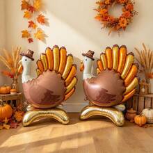 Standing Base Turkey Balloon Thanksgiving Decoration Cartoon Turkey Balloon New Year Holiday Decoration - Multicolor - View 3