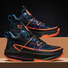 Men's Basketball Shoes Student High Elastic Midsole Non-Slip Grip Wear-Resistant Training Basketball Shoes Plus Size Sports Shoes Black - Black Orange - View 3