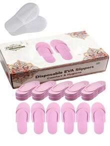 12/60 Pairs Disposable White Toe Slippers, Suitable For Women And Men In Salons, Spas, Beach Parties, Guests And Foot Care - Multicolor - View 6