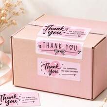 500pcs Pink Thank You For Supporting My Small Business Stickers Roll, 4 Designs Rectangle Self-Adhesive Packaging Labels, Cute Heart Bow Leopard Print Thank You Stickers For Bubble Mailers, Gift Boxes, Shop Small Business Package Decor - one-size - View 7