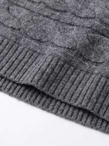 Autumn/Winter Vintage Cable Knit High Neck Cape, Atmospheric Versatile Warm Vest - Dark Grey - View 9