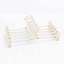 10pcs Plastic Rotating Clothes Hangers With Non-Slip Clips For Pants/Home Storage, Beige - Beige - View 4