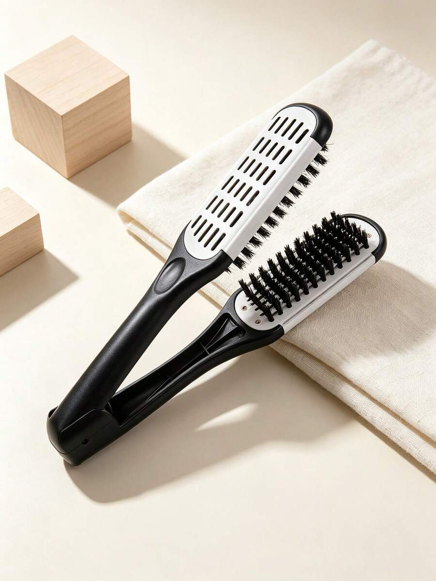 V Type Double Sided Hair Straightening Comb, Clip Hair Brush With Vent Holes, Anti Static Styling Tool For Salon Home DIY Hair Smooth Styling - Multicolor - View 1