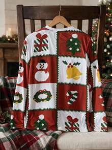 Men's Christmas Plaid Snowman Print Long Sleeve T-Shirt - Multicolor - View 5