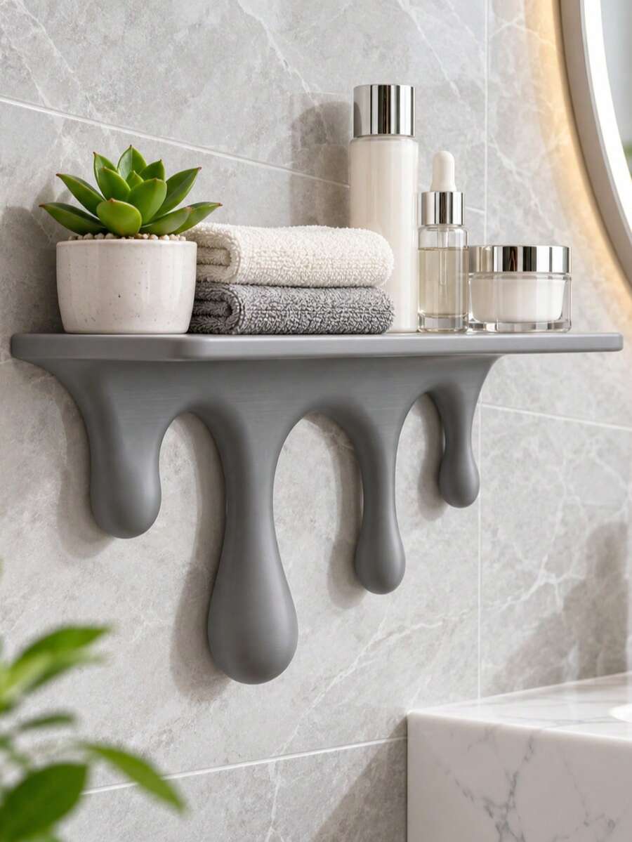 Creative Dripping Floating Wall Shelf, Melting Design Wall-Mounted Display Rack, Suitable For Figurines, Collectibles, Plants, Books And Small Decor, Space-Saving Modern Room Decoration, Suitable For Living Room, Bedroom, Entryway And Dorm, Back To School Season